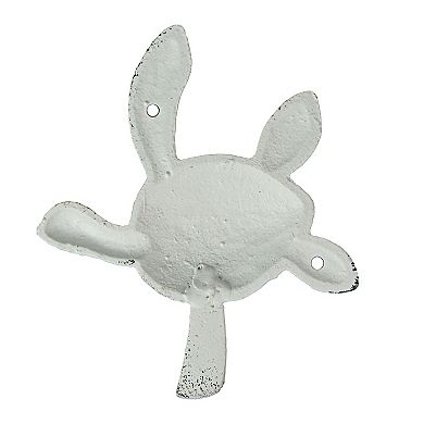 6 Inch Cast Iron Antique White Sea Turtle Wall Hook Towel Hanger Hat Rack Set/3