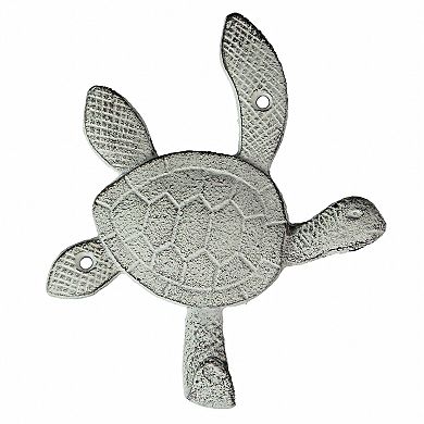 6 Inch Cast Iron Antique White Sea Turtle Wall Hook Towel Hanger Hat Rack Set/3