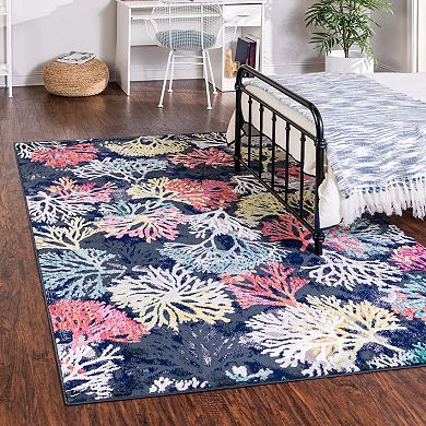 Unique Loom Cay Ariel Coral Design Rug