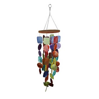 Multicolor Dyed Capiz Shell 26 Inch Long Wind Chime Garden Patio Yard