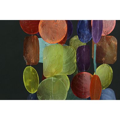 Multicolor Dyed Capiz Shell 26 Inch Long Wind Chime Garden Patio Yard