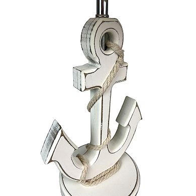 Coastal White Anchor Table Lamp 19" Nautical Beach Decor with Shade