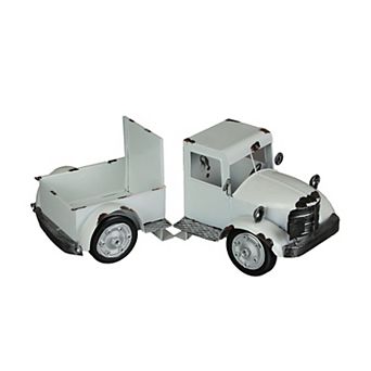 Weathered White Finish Vintage Pickup Truck Metal Bookends Front and Back