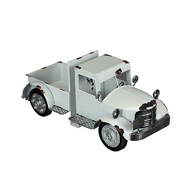 Weathered White Finish Vintage Pickup Truck Metal Bookends Front and Back