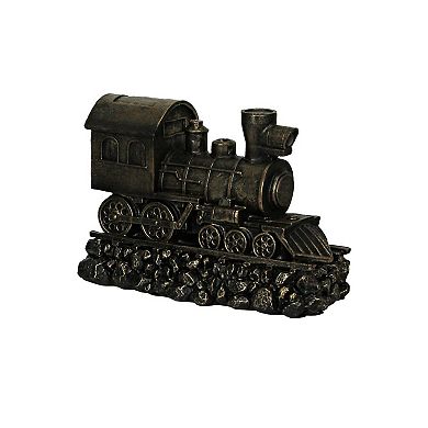 Set of 2 Bronze Steam Locomotive Bookends Decorative Resin Train Shelf Decor Art