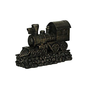 Set of 2 Bronze Steam Locomotive Bookends Decorative Resin Train Shelf Decor Art