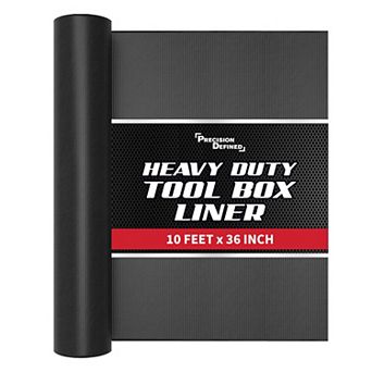 Precision Defined Professional Grade Tool Box Liner, 10 ft x 36", Black Tool Box Drawer Liner