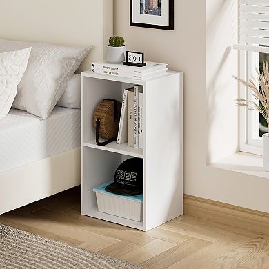 Furinno 9" x 12" x 21" Storage Shelf 2 Tier Cube Bookcase, White