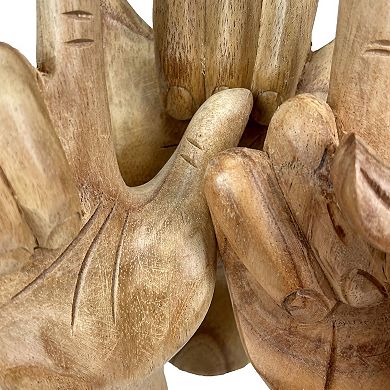 Set of 3 Wooden Hand Sculptures Peace, Love You, Hang Loose