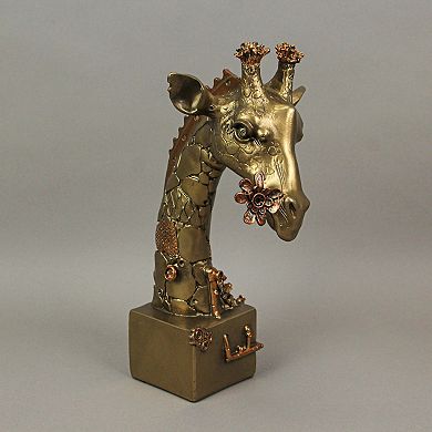 Set of Three Steampunk Sculptures: Elephant, Gorilla, Giraffe in Bronze Resin