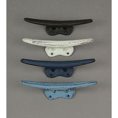 Set of 4 Colorful Cast Iron Nautical Cleat Wall Hooks/Drawer Pulls