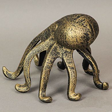 Antique Gold Cast Iron Octopus Phone Holder Stand Decorative Bookend Home Decor