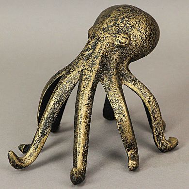 Antique Gold Cast Iron Octopus Phone Holder Stand Decorative Bookend Home Decor