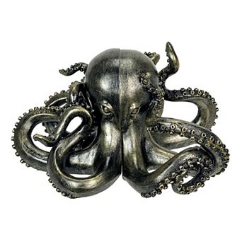 Bronze Octopus Bookends Set of 2 Nautical Polyresin Coastal Shelf Decor