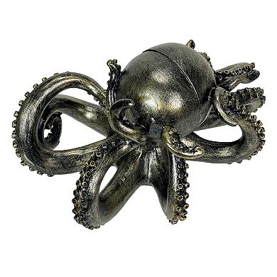 Bronze Octopus Bookends Set of 2 Nautical Polyresin Coastal Shelf Decor