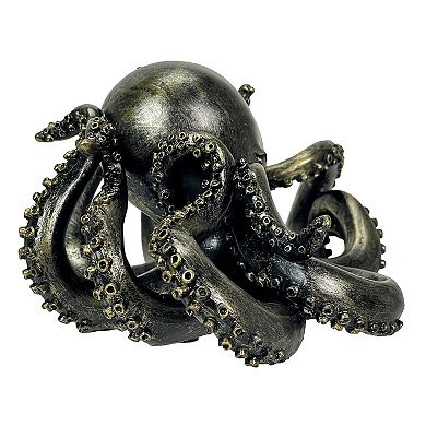 Bronze Octopus Bookends Set of 2 Nautical Polyresin Coastal Shelf Decor