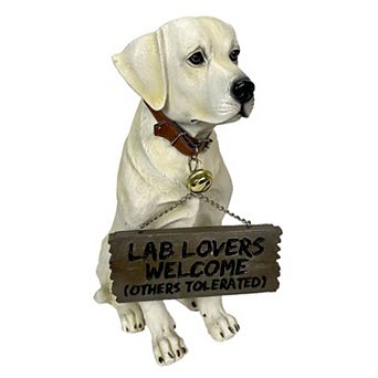 Labrador Retriever Garden Welcome Statue Reversible Sign Don't Stop Retrievin