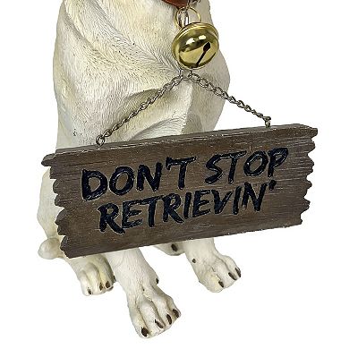 Labrador Retriever Garden Welcome Statue Reversible Sign Don't Stop Retrievin