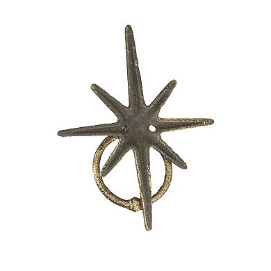 Gold Cast Iron Decorative Starburst Door Knocker Rustic Celestial Home Decor