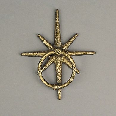 Gold Cast Iron Decorative Starburst Door Knocker Rustic Celestial Home Decor