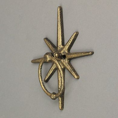 Gold Cast Iron Decorative Starburst Door Knocker Rustic Celestial Home Decor