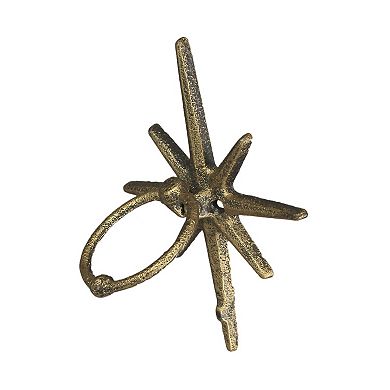 Gold Cast Iron Decorative Starburst Door Knocker Rustic Celestial Home Decor