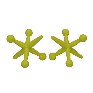 Yellow Enamel Painted Cast Iron Giant Jack Bookends Decorative Sculpture Decor