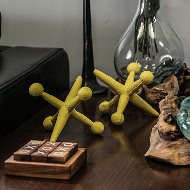 Yellow Enamel Painted Cast Iron Giant Jack Bookends Decorative Sculpture Decor