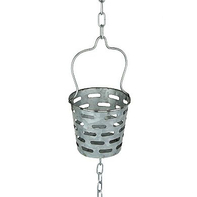 74 Inch Galvanized Metal Olive Bucket Rain Chain Gutter Home Downspout Accent