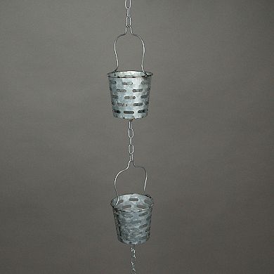 74 Inch Galvanized Metal Olive Bucket Rain Chain Gutter Home Downspout Accent