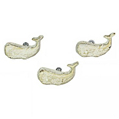 White Cast Iron Whale Drawer Pull Decorative Nautical Cabinet Knobs Set of 6