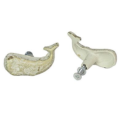 White Cast Iron Whale Drawer Pull Decorative Nautical Cabinet Knobs Set of 6