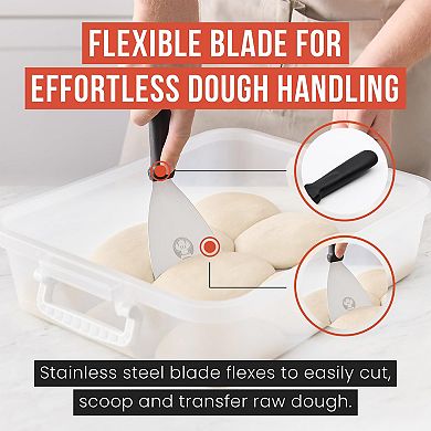 Chef Pomodoro Pizza Dough Scraper Tool 4" (10 cm), Bench Scraper with Handle, Stainless Steel