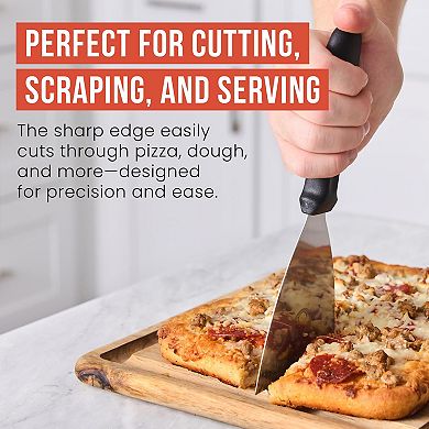Chef Pomodoro Pizza Dough Scraper Tool 4" (10 cm), Bench Scraper with Handle, Stainless Steel