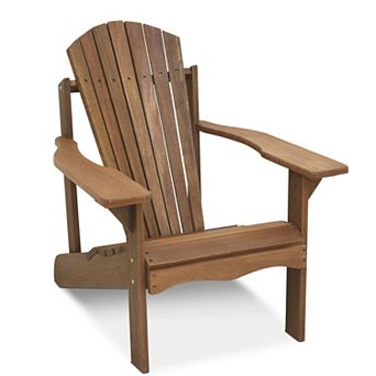 Furinno Meranti Wood Large Adirondack Patio Chair with Cushion Teak Oil Finish