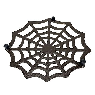 Cast Iron Spider Web Trivet 8" Bronze Gothic Decor, Kitchen Heat Resistant Mat