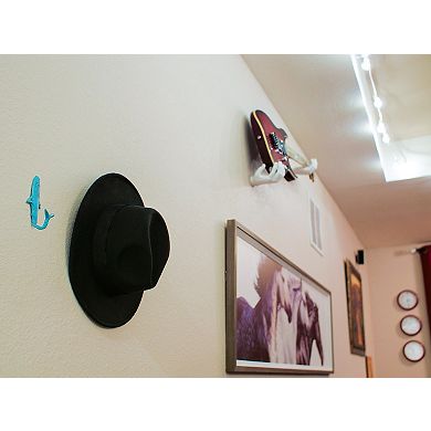 4 Piece Distressed Finish Cast Iron Shark Wall Hook Set Coastal Beach Colors