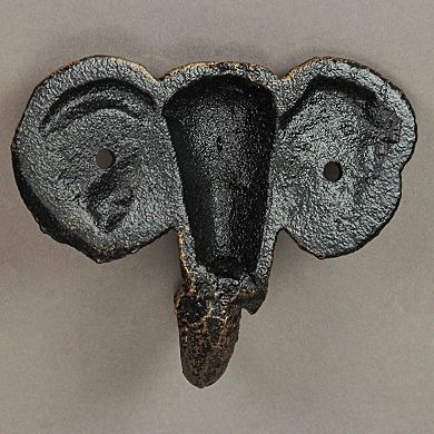 4 Inch Cast Iron Elephant Antique Gold Decorative Wall Hooks Coat Towel Set of 3