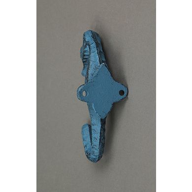 Set of 4 Colorful Coastal Cast Iron Seahorse Decorative Wall Hooks 5 inch