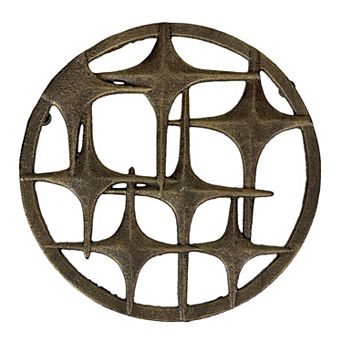 Cast Iron Stars Trivet Bronze Finish, 8" Round, Mid Century Modern Style