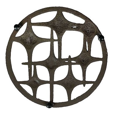 Cast Iron Stars Trivet Bronze Finish, 8" Round, Mid Century Modern Style