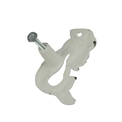 Set of 6 White Painted Cast Iron Mermaid Drawer Pull Rustic Furniture Decor Knob