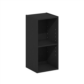 Furinno 9" x 10" x 21" Space-saving Storage Shelf 2 tier Bookcase, Black