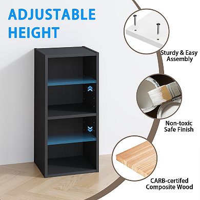 Furinno 9" x 10" x 21" Space-saving Storage Shelf 2 Tier Bookcase, Black