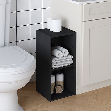 Furinno 9" x 10" x 21" Space-saving Storage Shelf 2 Tier Bookcase, Black