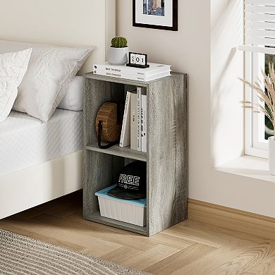 Furinno 9" x 12" x 21" Storage Shelf 2 Tier Cube Bookcase, Gray