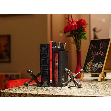 Retro Cast Iron Giant Jack Accent Bookends Matte Finish Decor Sculptures