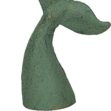 Set of 2 Verdigris Cast Iron Whale Tail Bookends Nautical Home Decor Bookshelf