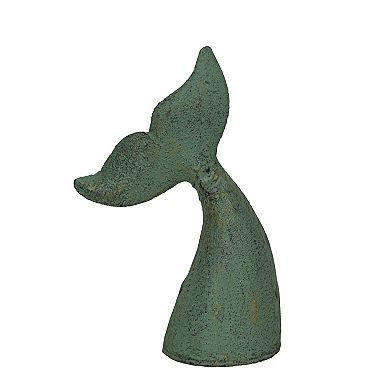 Set of 2 Verdigris Cast Iron Whale Tail Bookends Nautical Home Decor Bookshelf