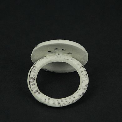 Set of 6 Nautical Blue Cast Iron Compass Rose Napkin Rings Dining Decor